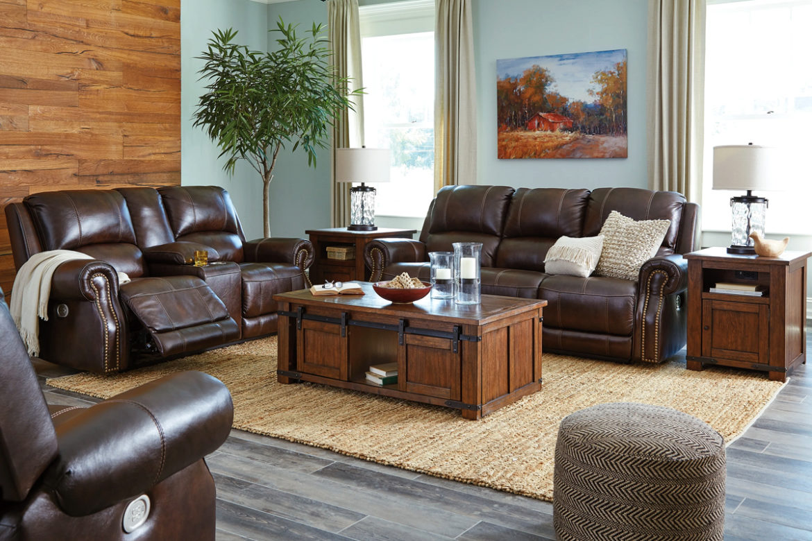 Buncrana - Chocolate - Power Reclining Loveseat with Adjustable ...